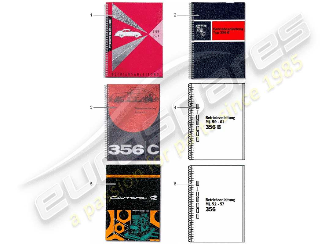 porsche 356b/356c (1962) instruction manual part diagram