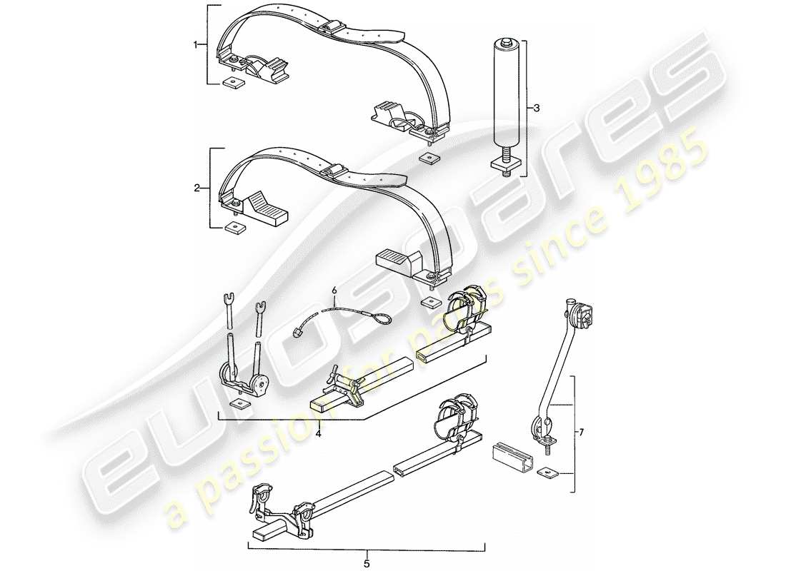 porsche 944 (1988) roof transport system part diagram