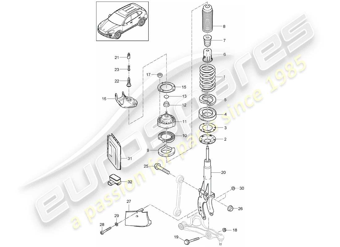 porsche cayenne e2 (2015) suspension part diagram