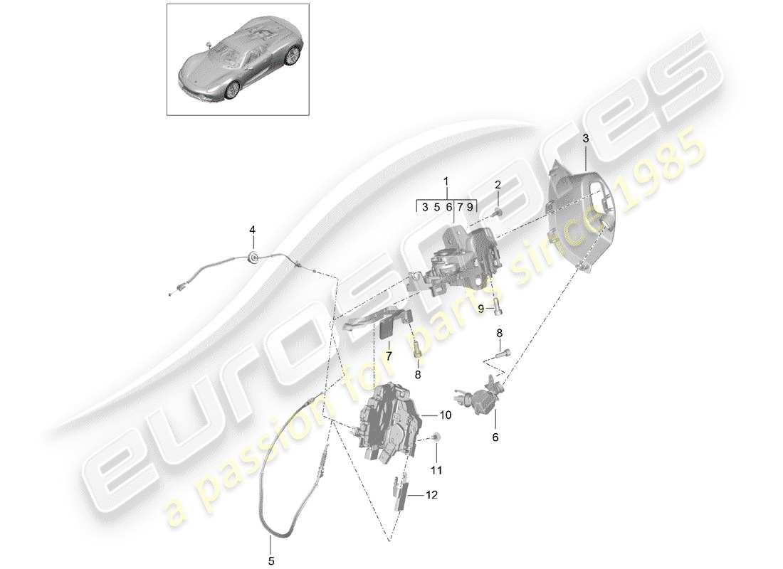 porsche 918 spyder (2015) door handle part diagram