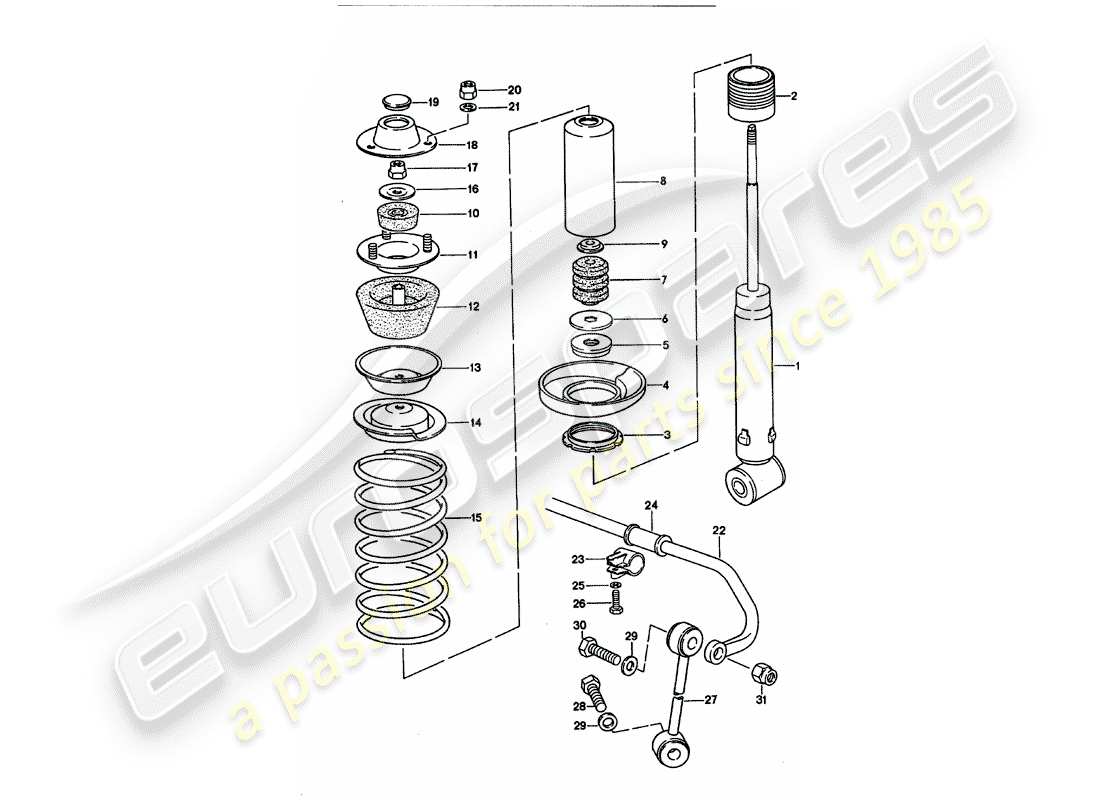 porsche 928 (1994) suspension - stabilizer part diagram