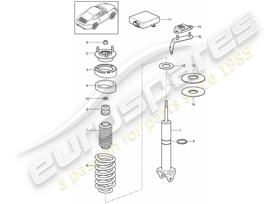 porsche 997 gen. 2 (2010) shock absorber part diagram