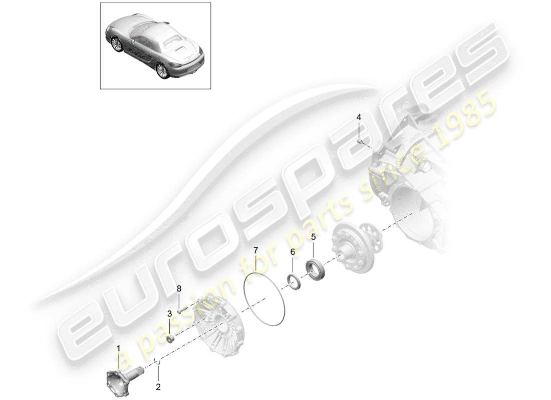 porsche boxster 981 (2016) manual gearbox part diagram