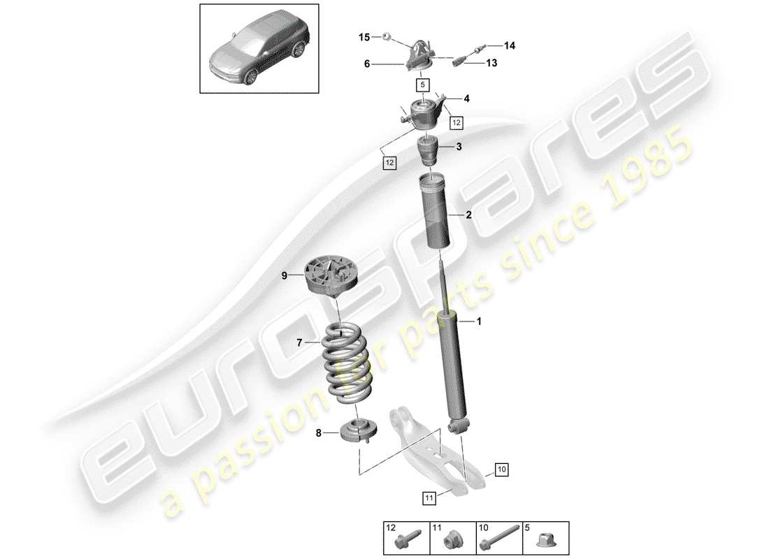 porsche cayenne e3 (2019) shock absorber part diagram