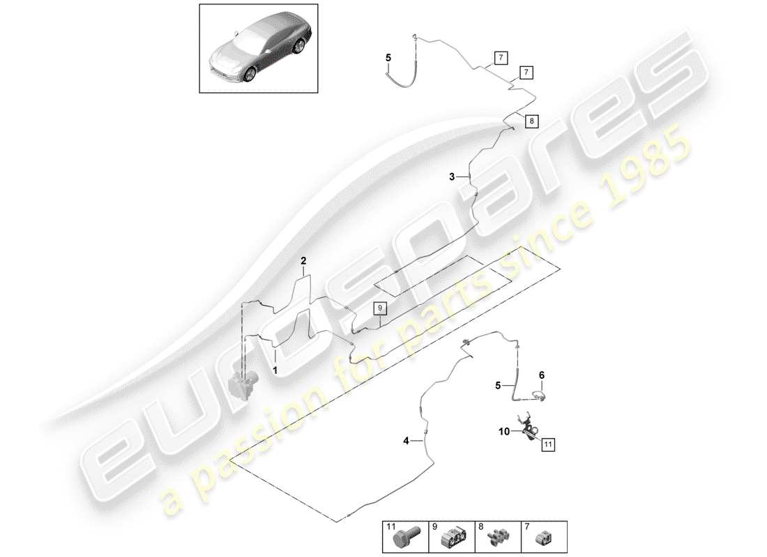 porsche panamera 971 (2020) brake line part diagram