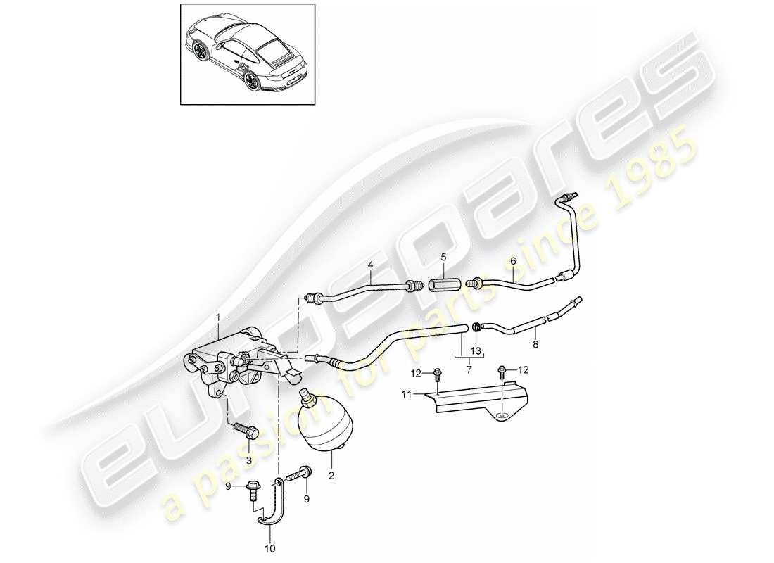 porsche 911 t/gt2rs (2013) hydraulic clutch part diagram