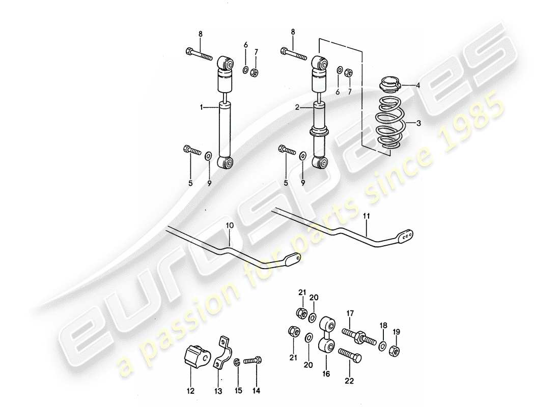 porsche 968 (1995) vibration damper - stabilizer part diagram