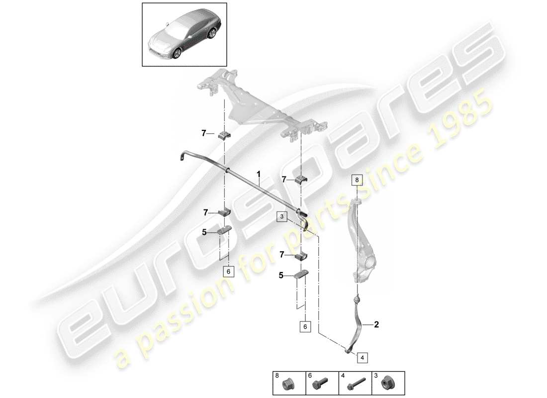 porsche panamera 971 (2020) stabilizer part diagram