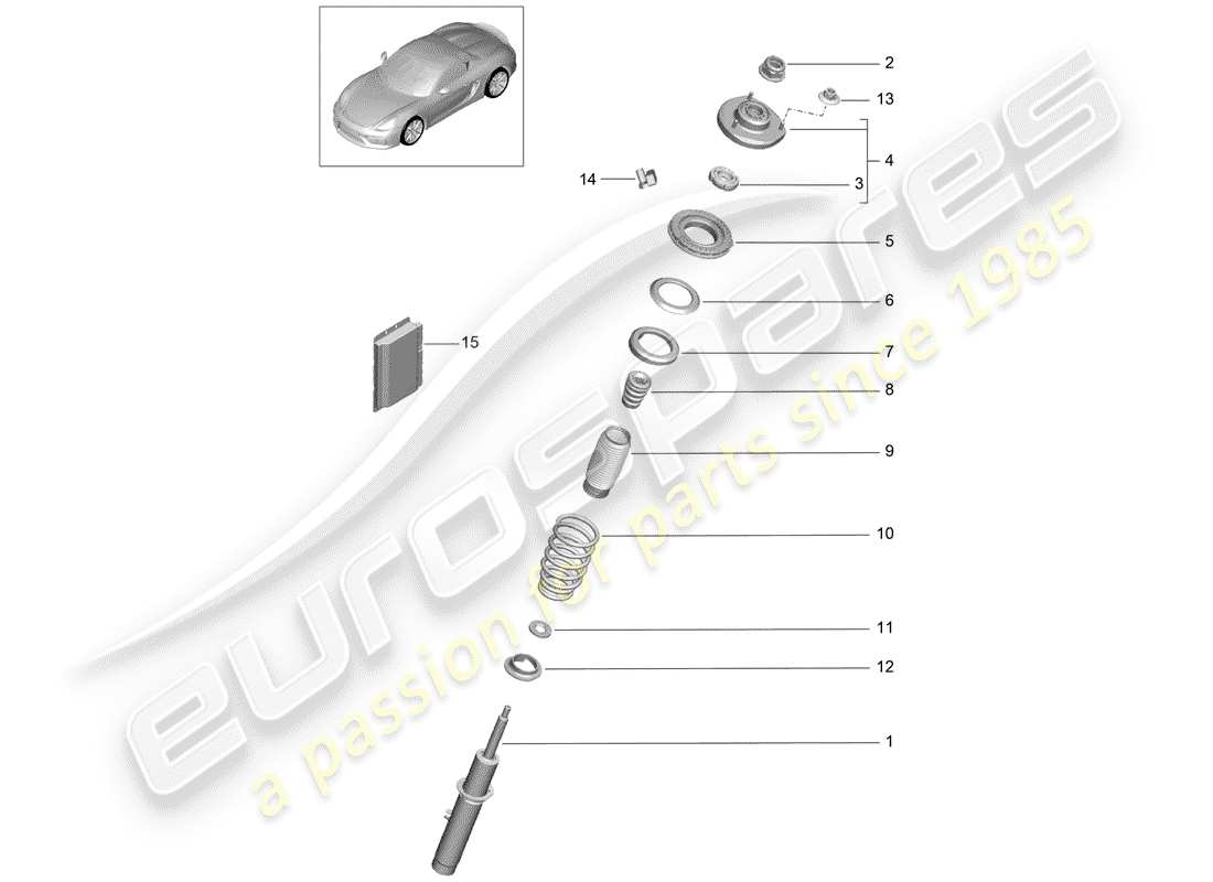 porsche boxster spyder (2016) vibration damper part diagram