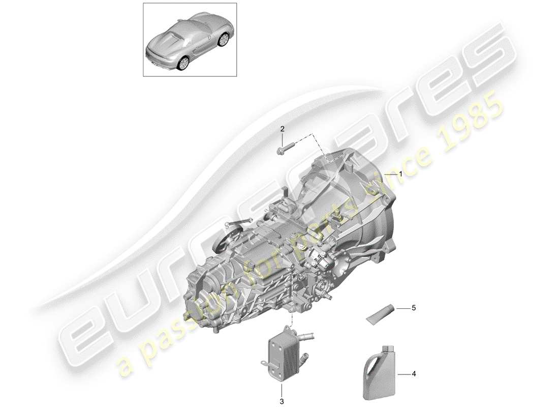 porsche boxster spyder (2016) manual gearbox parts diagram