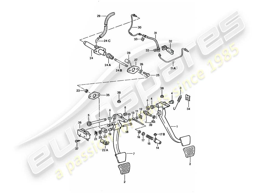 porsche 928 (1992) pedals part diagram