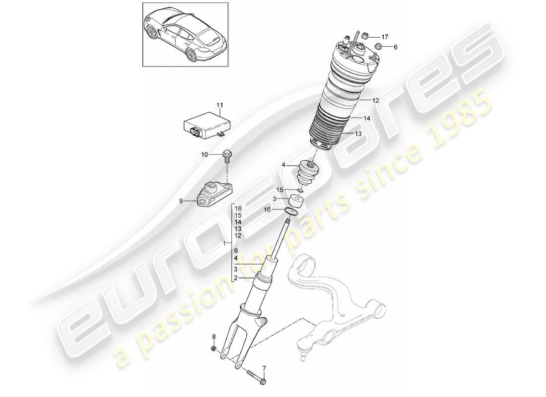 porsche panamera 970 (2015) suspension part diagram