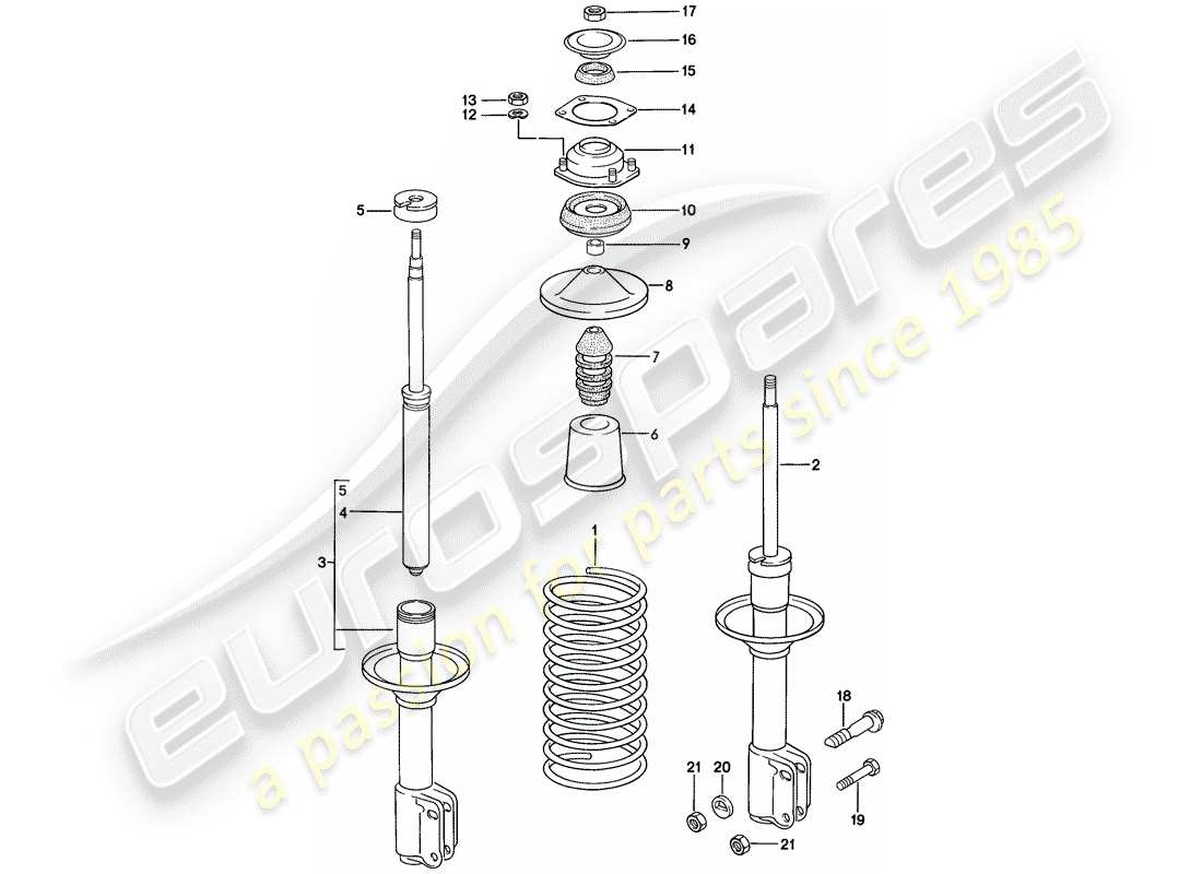 porsche 924s (1986) suspension - shock absorber part diagram