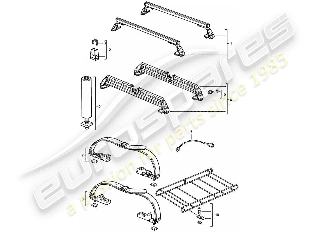 porsche 924 (1982) roof transport system - until - 35 kg - d >> - mj 1981 part diagram