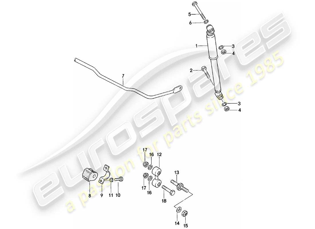 porsche 924 (1982) vibration damper - stabilizer part diagram