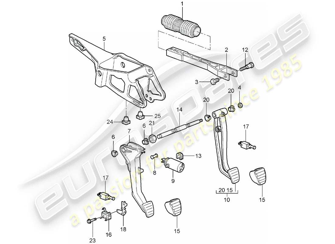 porsche boxster 987 (2007) pedals part diagram