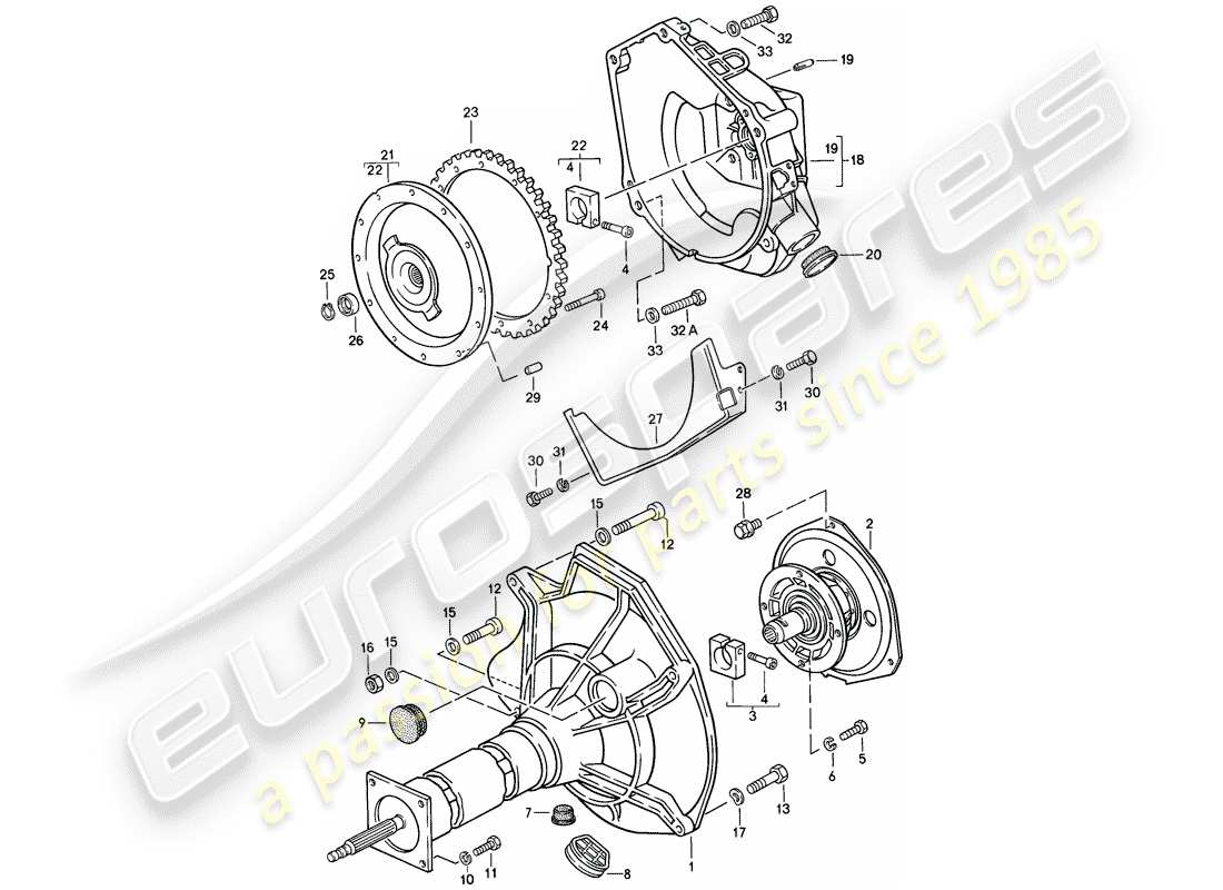 porsche 944 (1986) central tube - automatic transmission part diagram