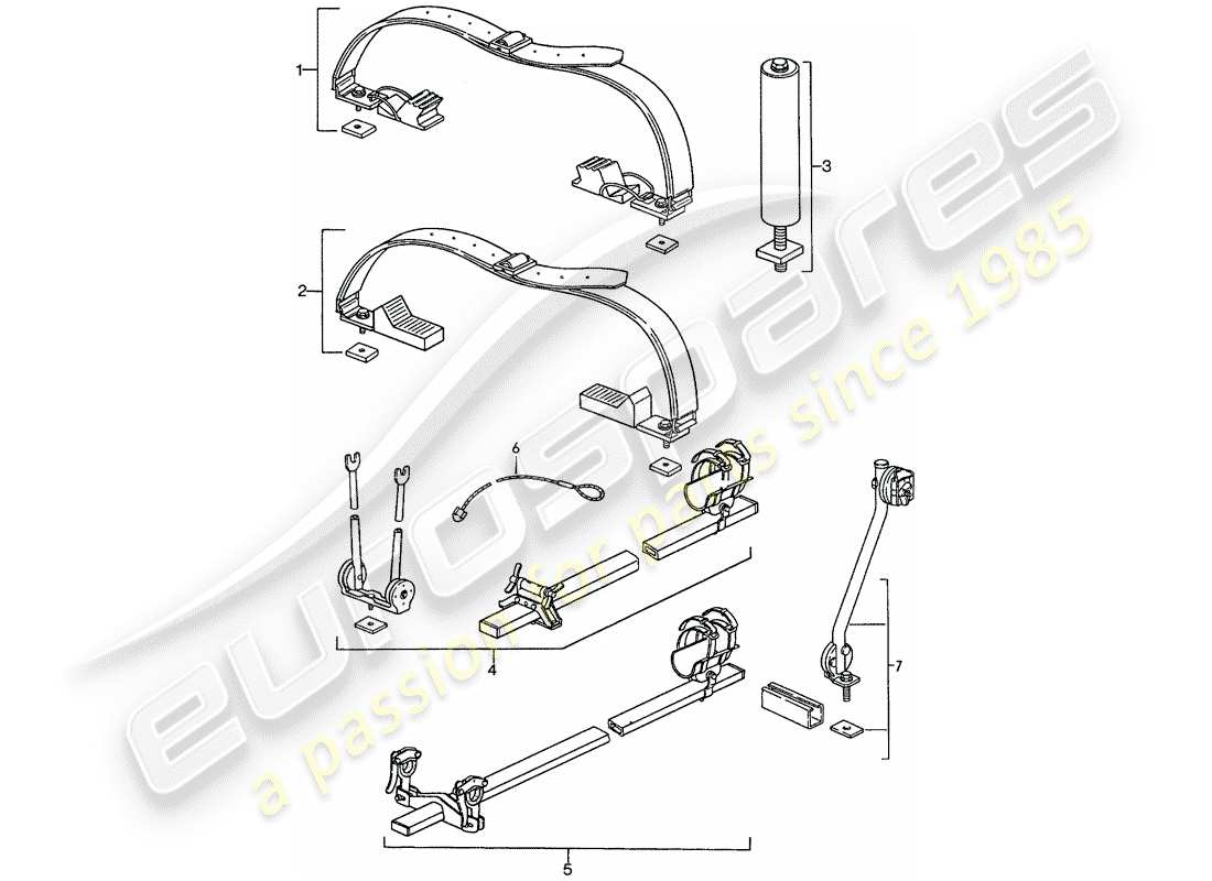 porsche 944 (1991) roof transport system part diagram