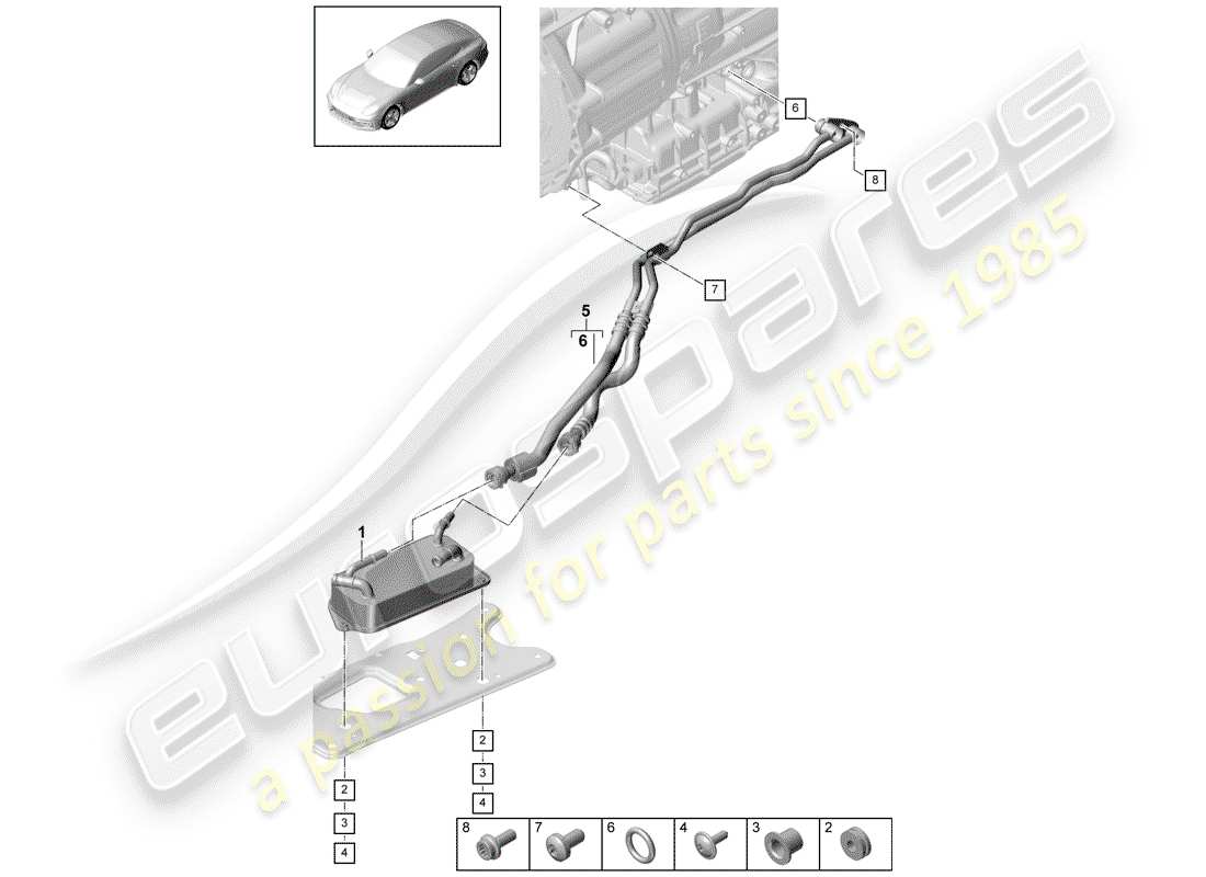 porsche panamera 971 (2018) gear oil cooler part diagram