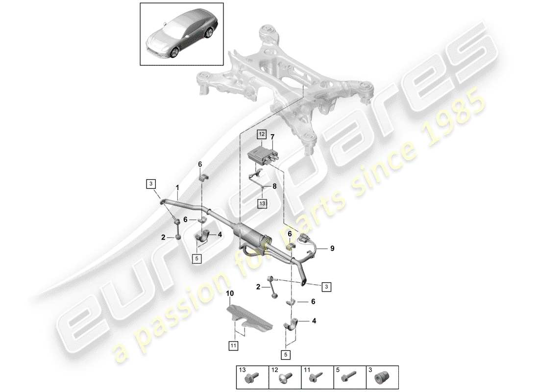 porsche panamera 971 (2018) stabilizer part diagram