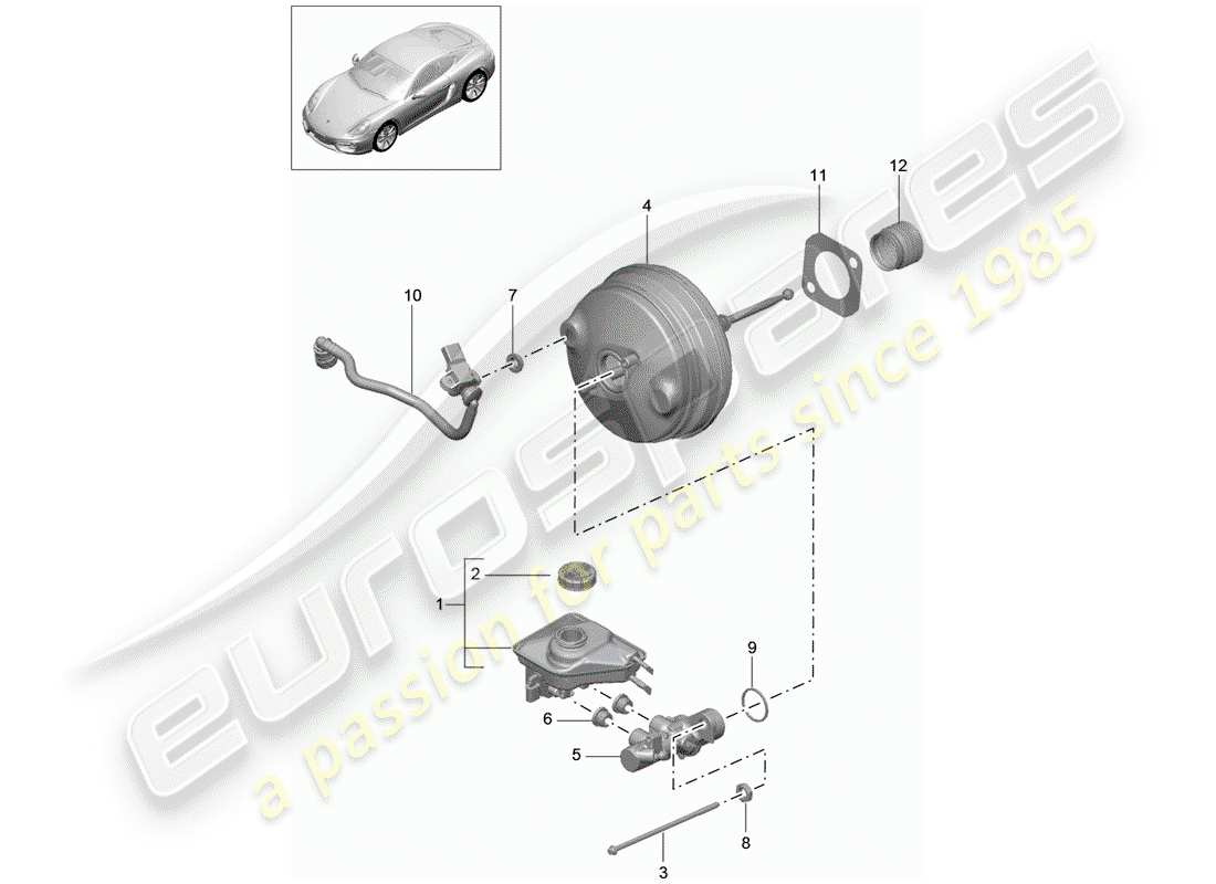 porsche cayman 981 (2015) brake master cylinder part diagram