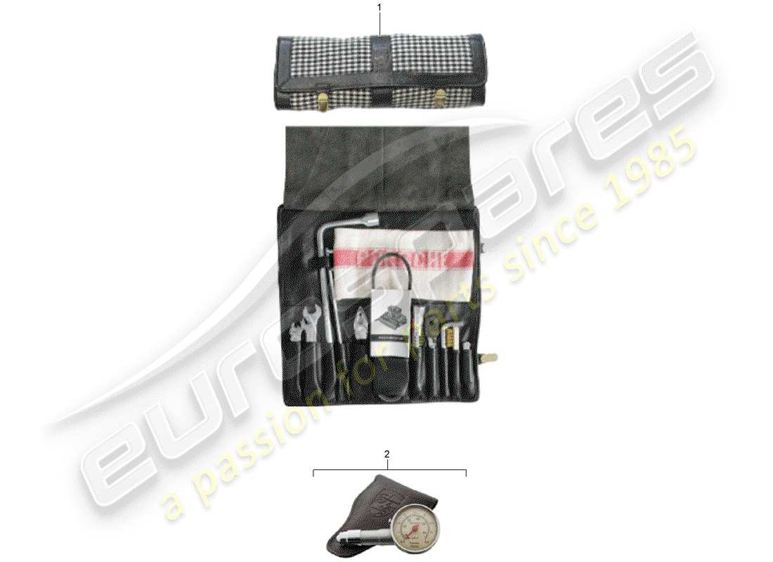 porsche classic accessories (2012) tool kit bag part diagram