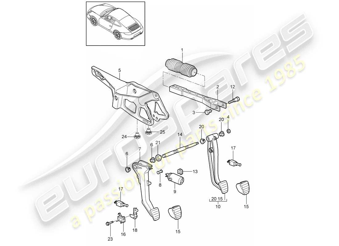 porsche 997 gen. 2 (2011) pedals part diagram