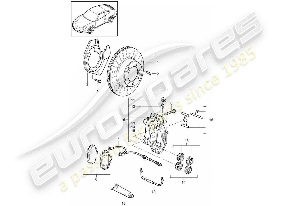 porsche 997 gen. 2 (2012) disc brakes part diagram