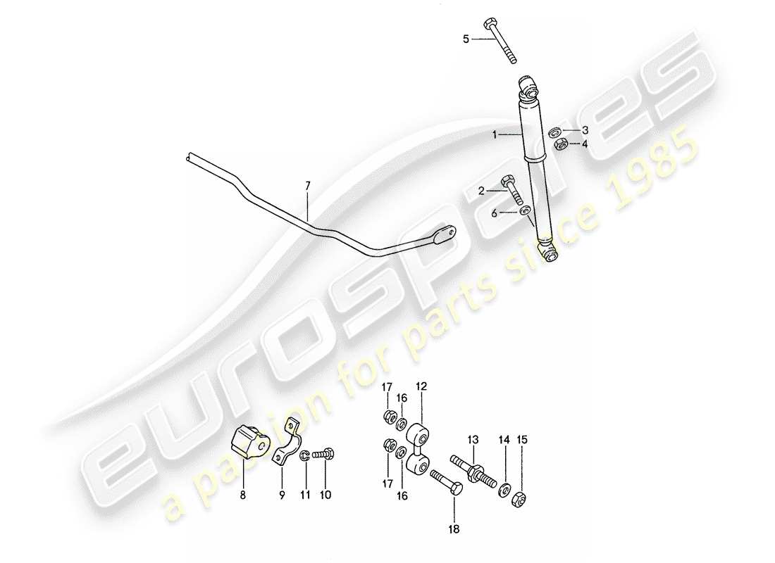 porsche 944 (1990) vibration damper - stabilizer part diagram