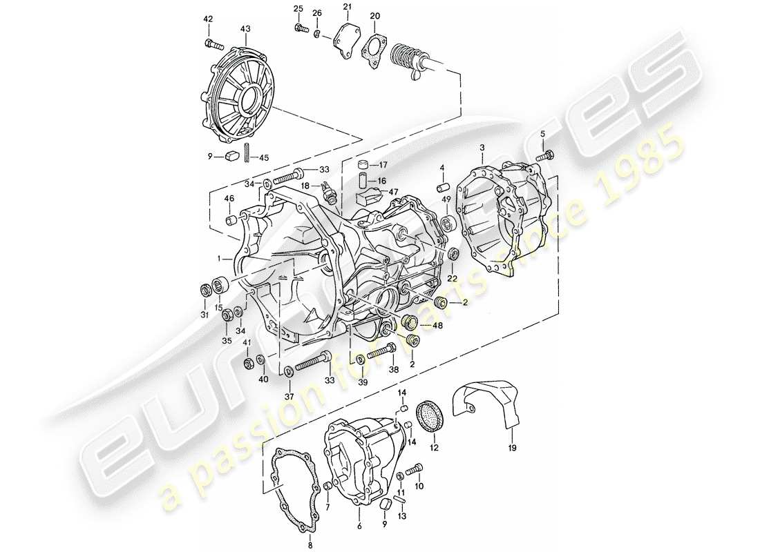 porsche 944 (1990) replacement transmission - transmission case - for - manual gearbox part diagram