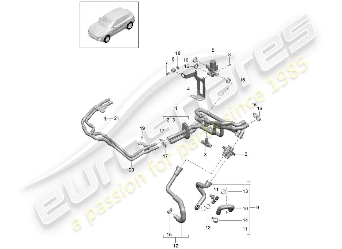 porsche macan (2014) heater part diagram