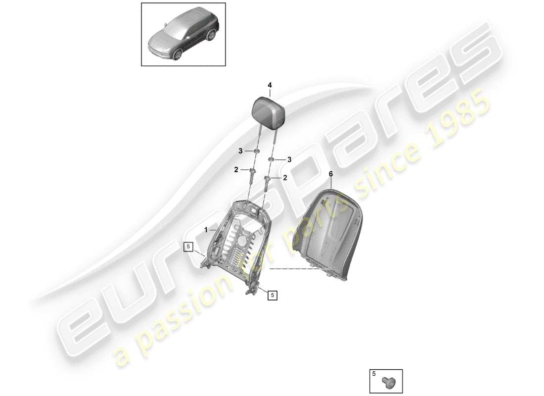 porsche cayenne e3 (2019) frame - backrest part diagram