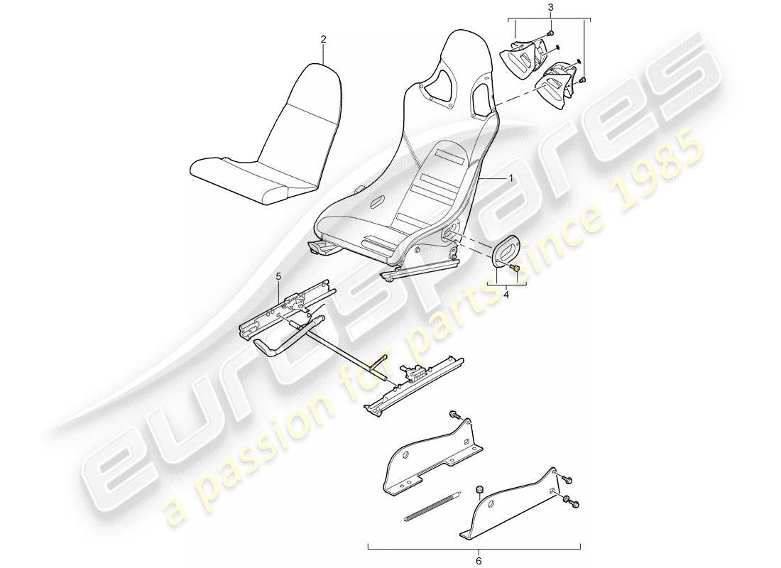 porsche 997 gt3 (2007) seat part diagram