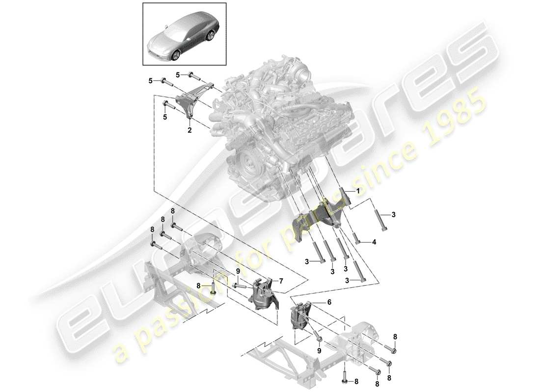 porsche panamera 971 (2019) engine lifting tackle part diagram