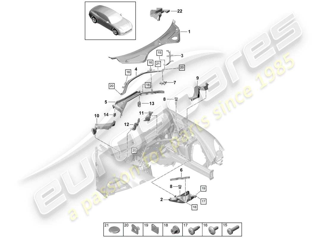 porsche panamera 971 (2020) water box part diagram