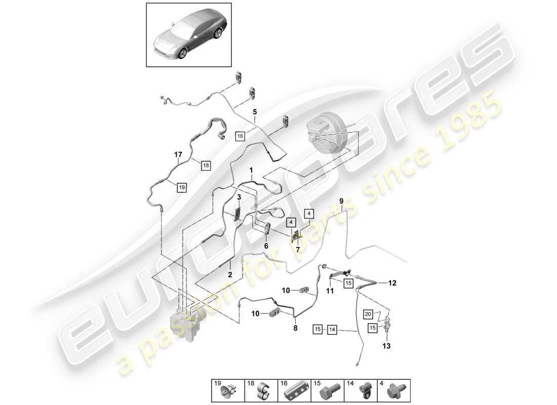 porsche panamera 971 (2019) brake line part diagram