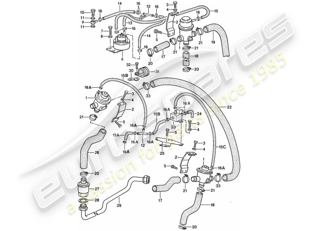 porsche 911 (1984) air injection part diagram