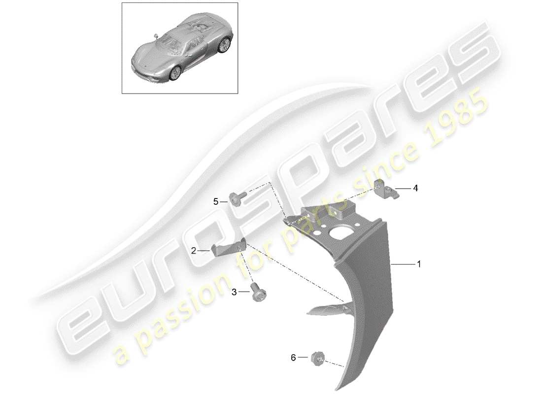 porsche 918 spyder (2015) front end part diagram