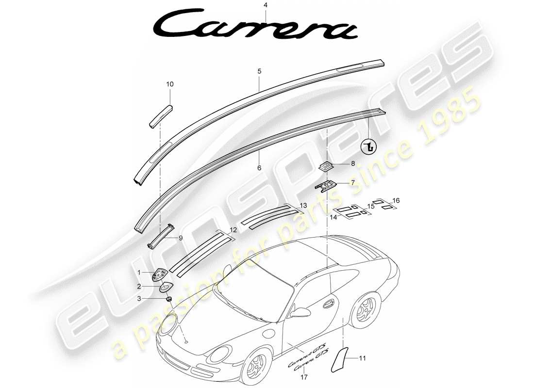 porsche 997 gen. 2 (2012) nameplates part diagram