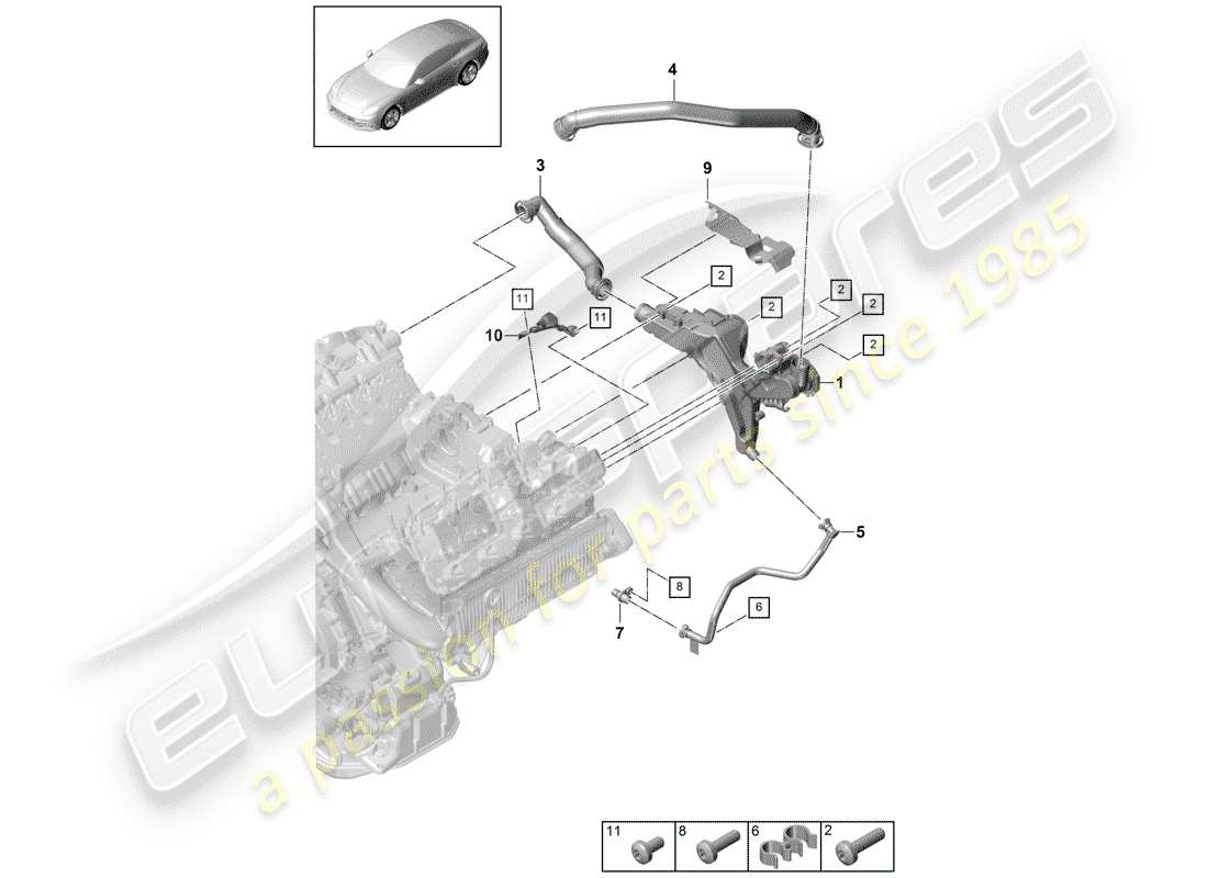 porsche panamera 971 (2019) crankcase breather part diagram