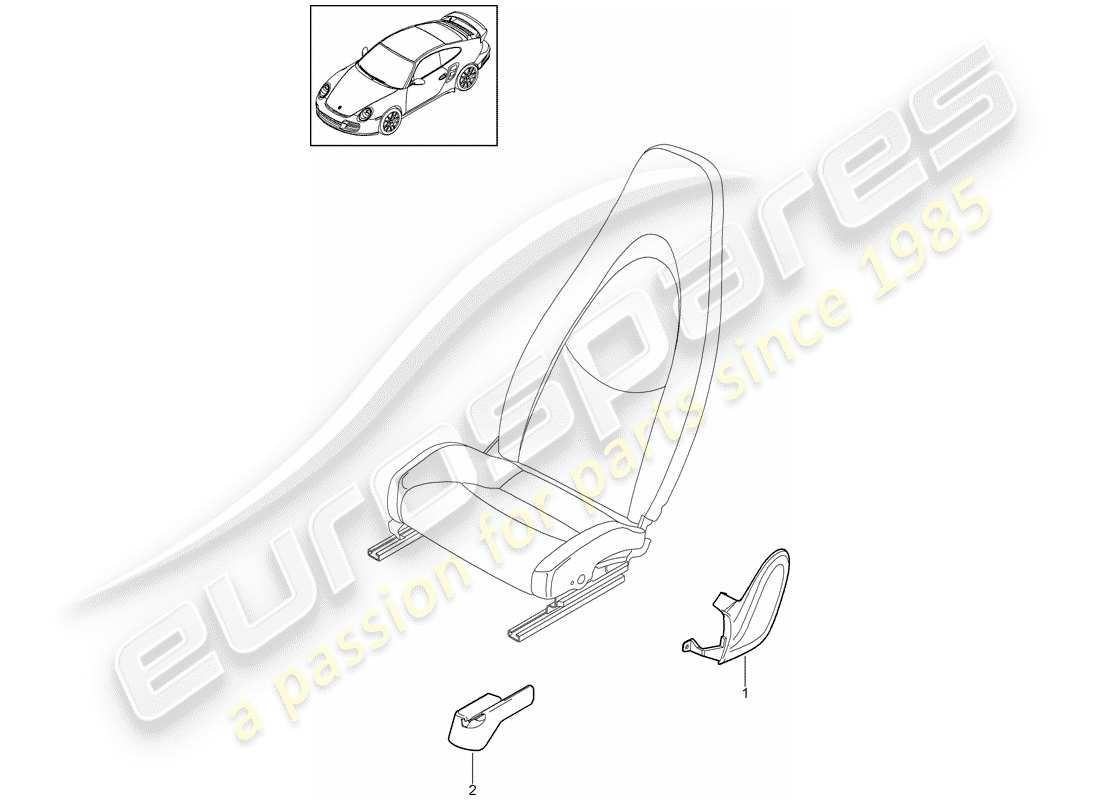 porsche 911 t/gt2rs (2013) front seat part diagram