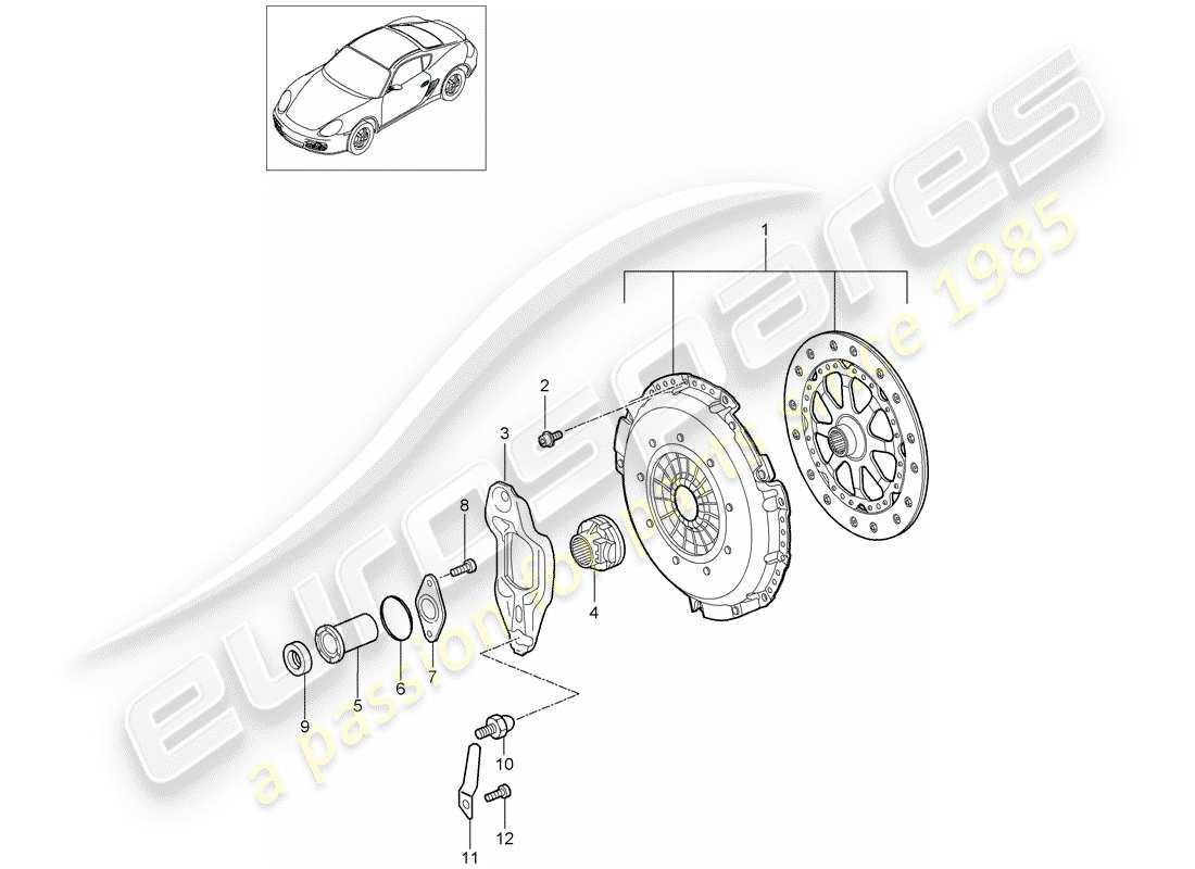 porsche cayman 987 (2009) clutch part diagram