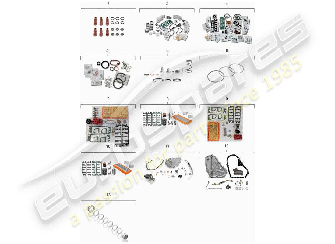 porsche 911 (1981) maintenance set - gasket set - repair kit part diagram