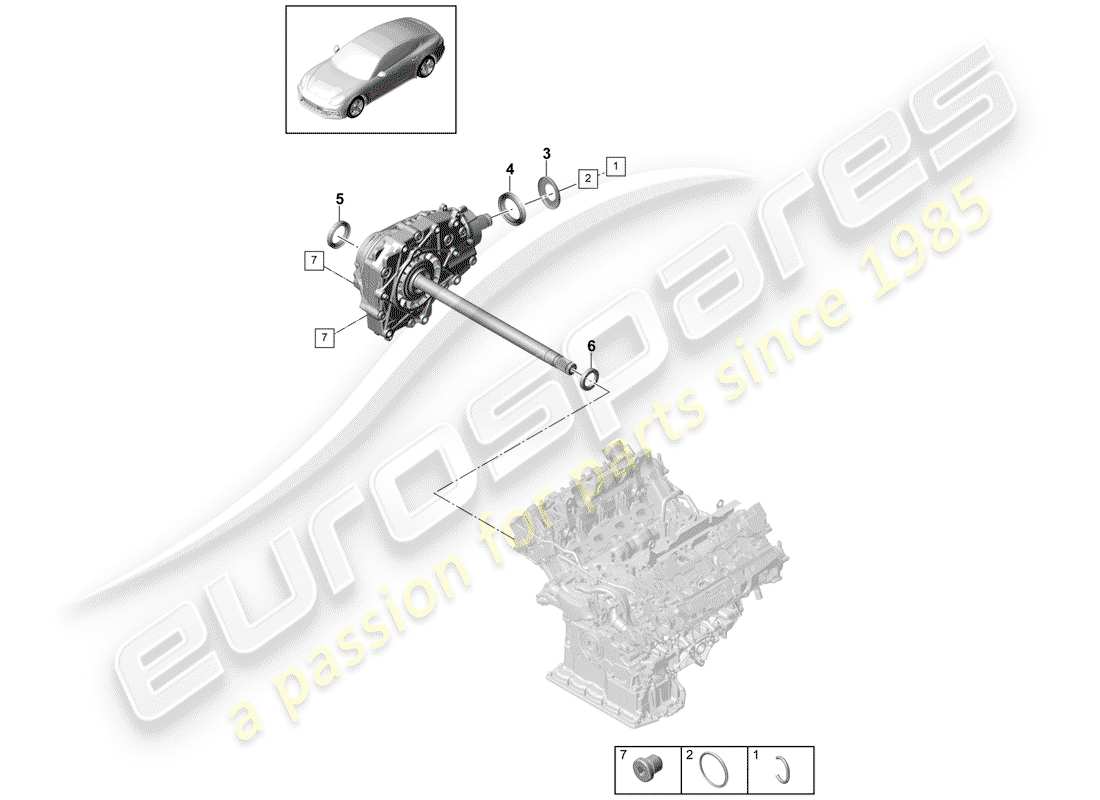 porsche panamera 971 (2019) front axle differential part diagram