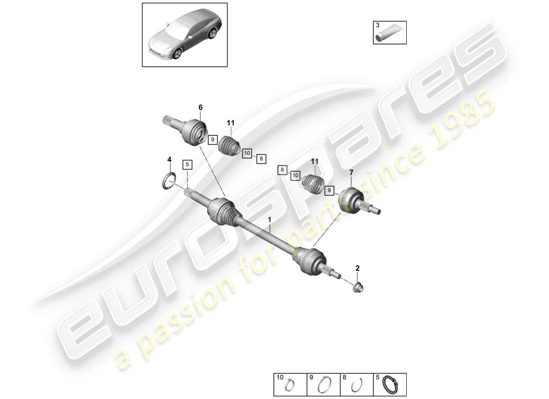 porsche panamera 971 (2019) drive shaft part diagram