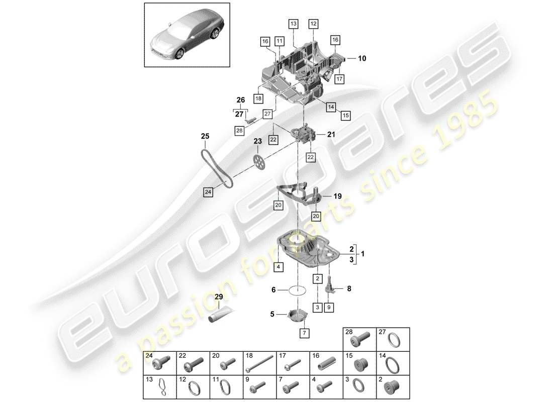 porsche panamera 971 (2019) oil-conducting housing part diagram