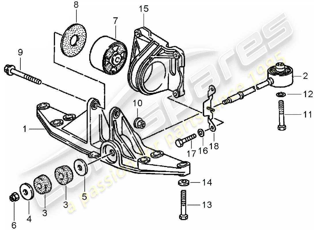 porsche 993 (1995) tiptronic - transmission suspension part diagram