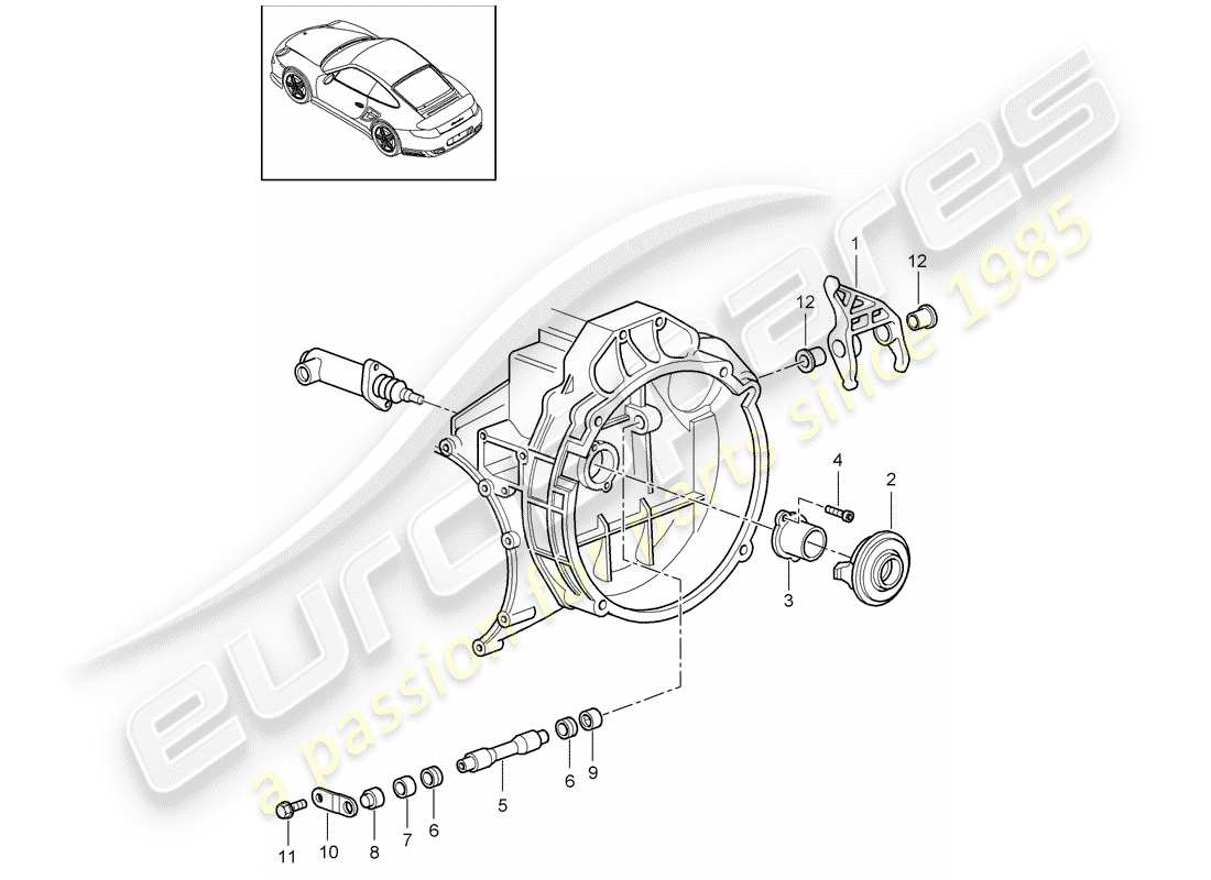 porsche 911 t/gt2rs (2013) clutch release part diagram