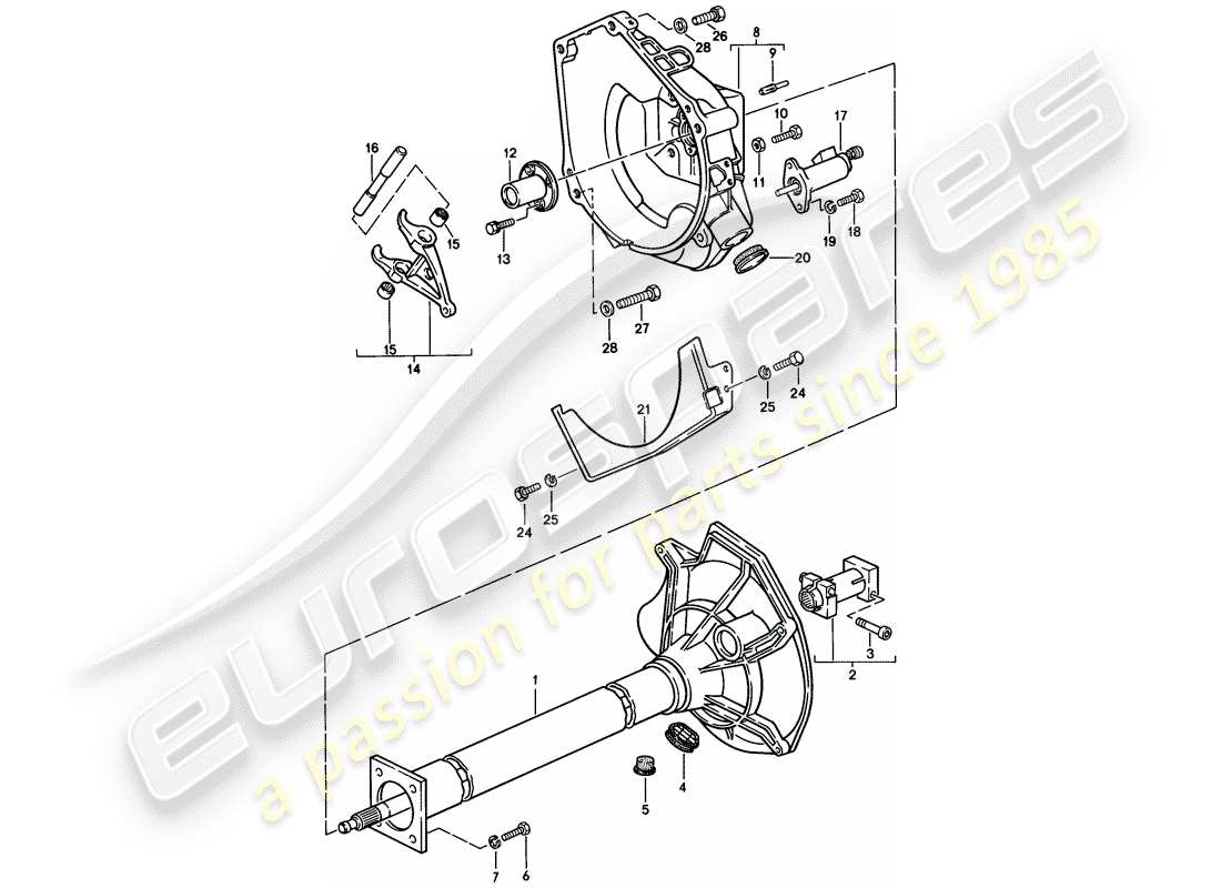 porsche 944 (1983) central tube - for - manual gearbox part diagram