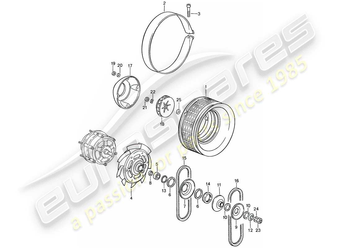 porsche 959 (1987) air cooling part diagram